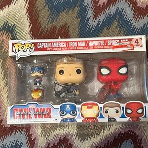 Funko Pop! Marvel Civil War 4-Pack with Red, Blue, and Black Figures